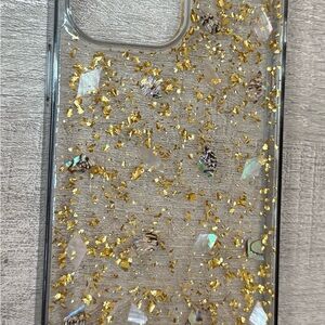 FLAUNT SQUARE Shell and Gold Flake iPhone 13 Pro Max Case